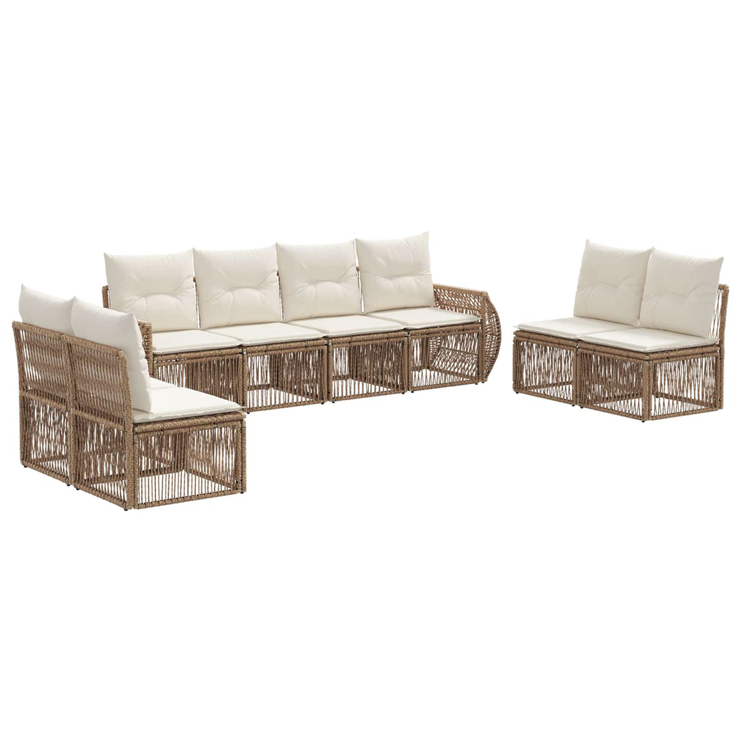 Havesofa Sæt 8 stk. Beige og cremehvid polyrattan