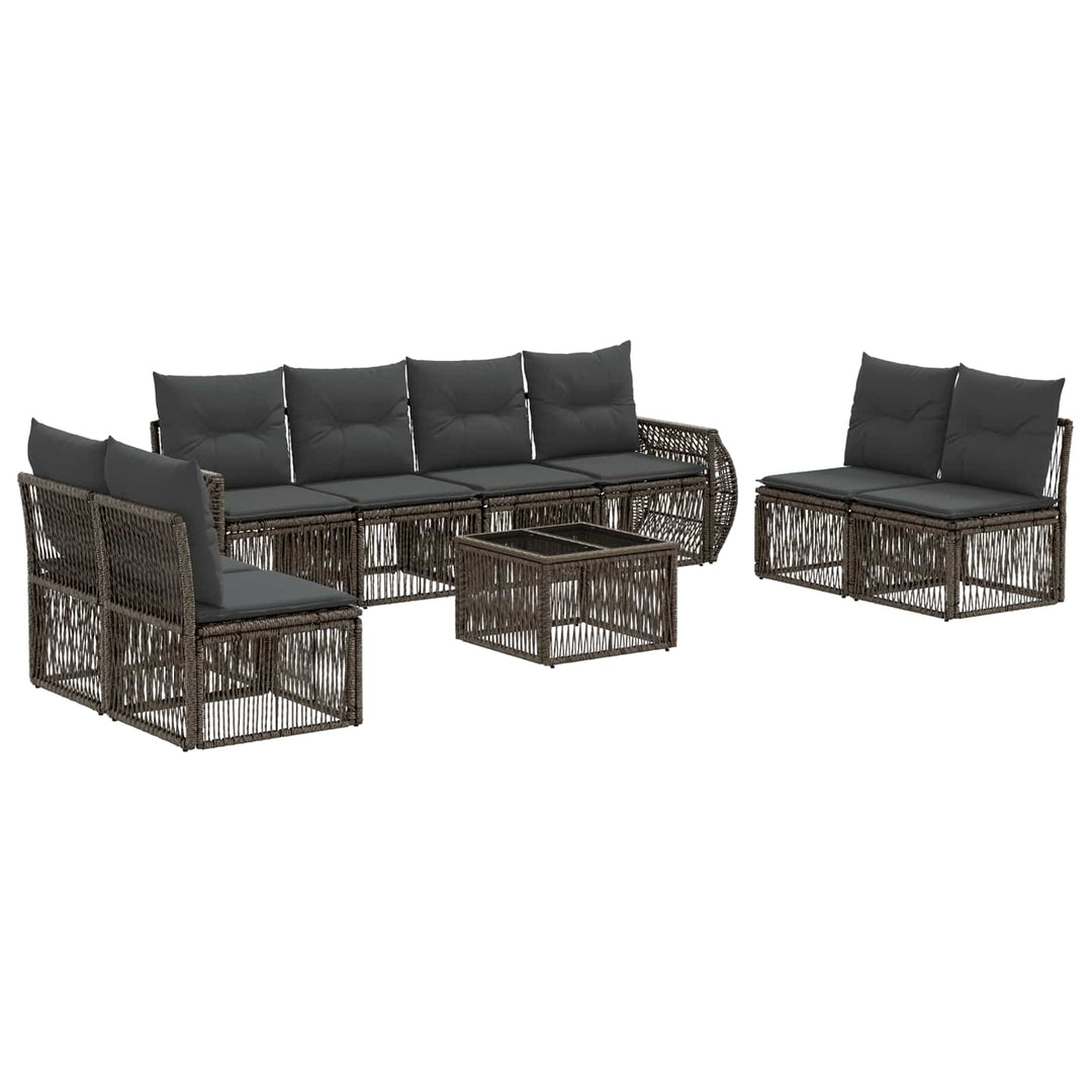 Havesofa Sæt 9 stk. Grå og Mørkegrå polyrattan