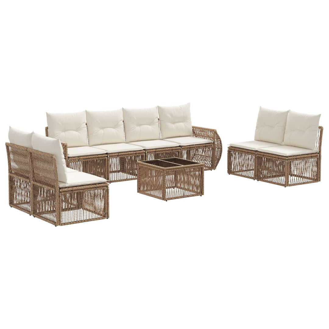 Havesofa Sæt 9 stk. Beige og cremehvid polyrattan