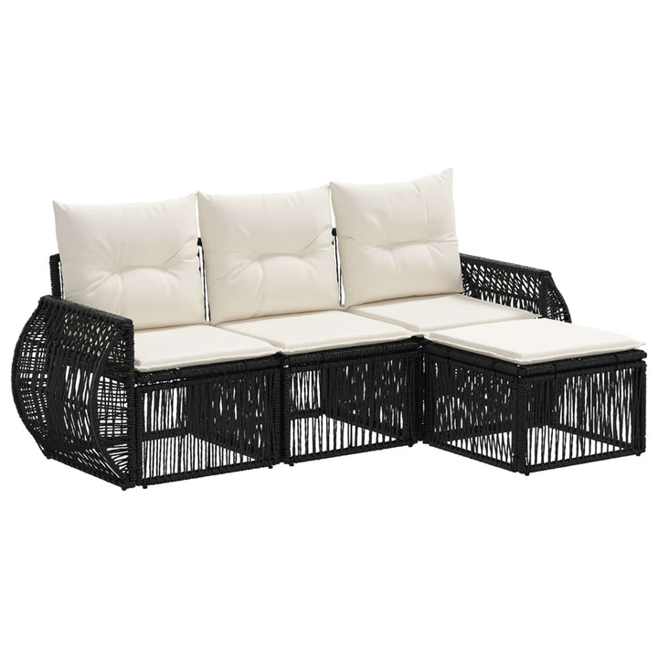 Havesofa Sæt 4 stk. Sort og Cremehvid polyrattan