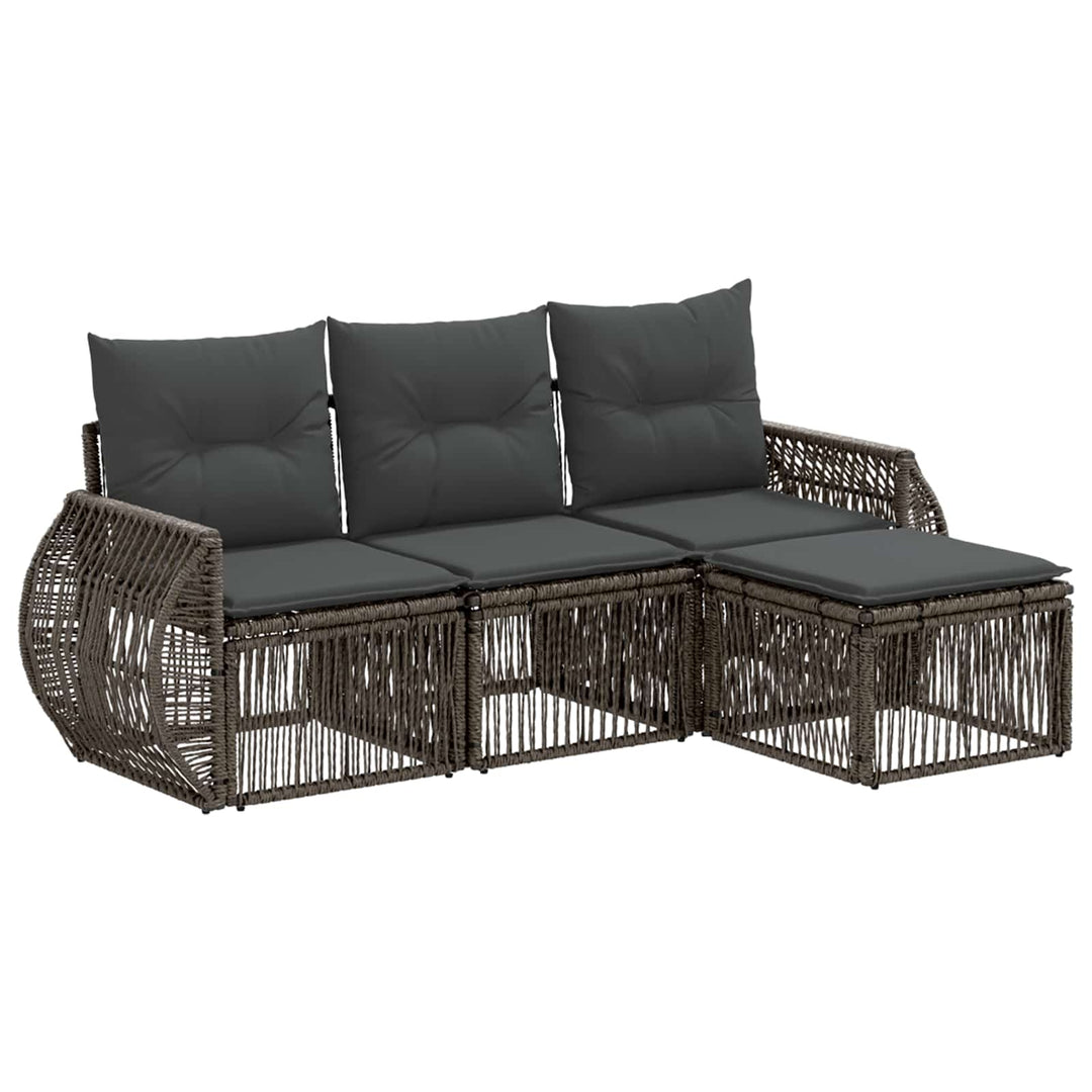 Havesofa Sæt 4 stk. Grå og Mørkegrå polyrattan