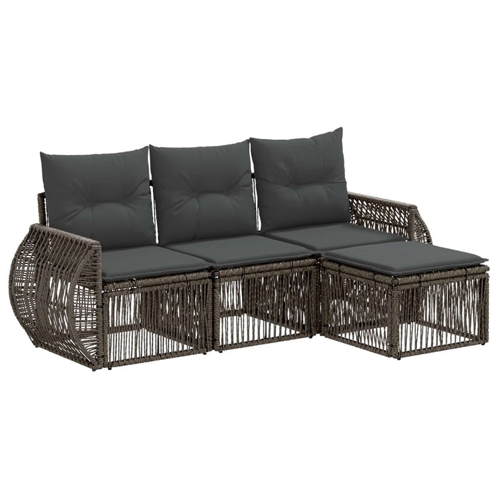 Havesofa Sæt 4 stk. Grå og Mørkegrå polyrattan