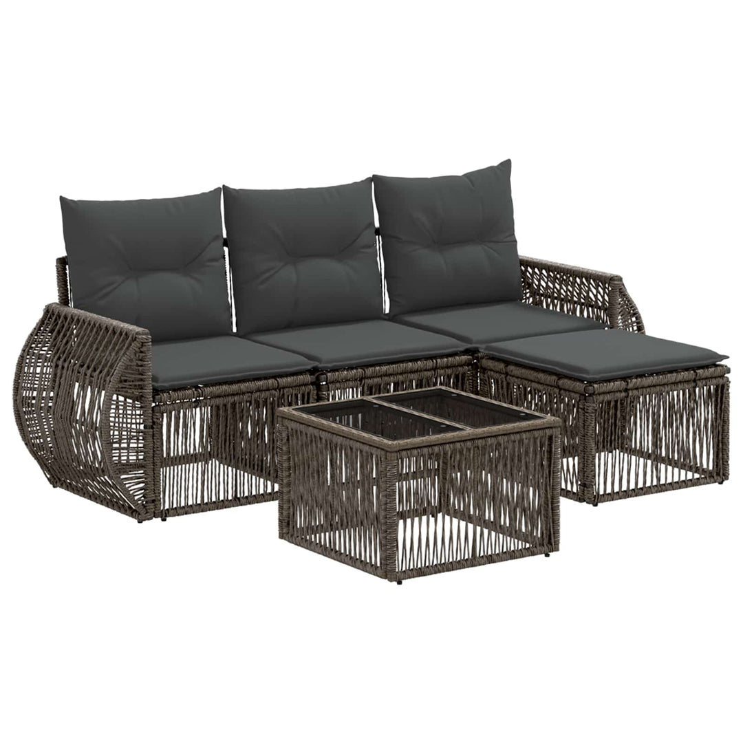 Havesofa Sæt 5 stk. Grå og Mørkegrå polyrattan