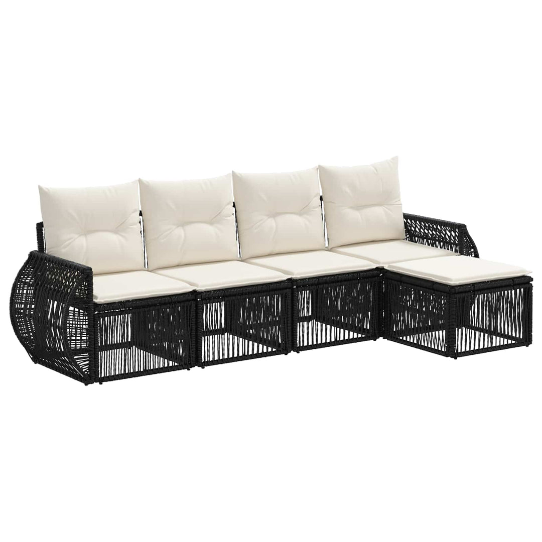 Havesofa Sæt 5 stk. Sort og Cremehvid polyrattan