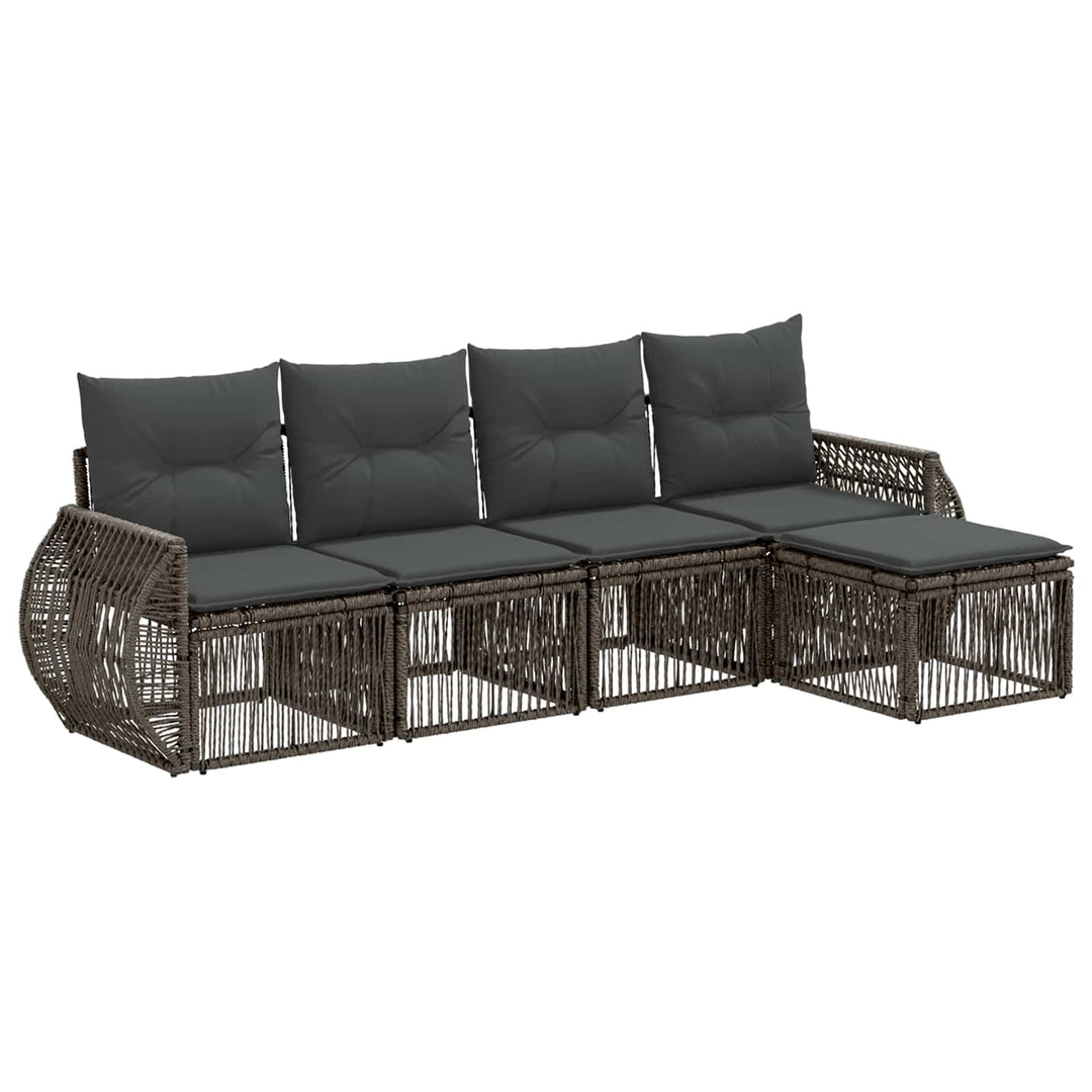 Havesofa Sæt 5 stk. Grå og Mørkegrå polyrattan