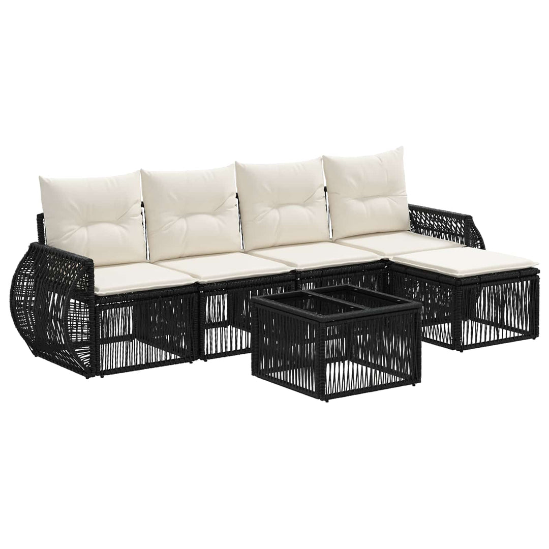 Havesofa Sæt 6 stk. Sort og Cremehvid polyrattan