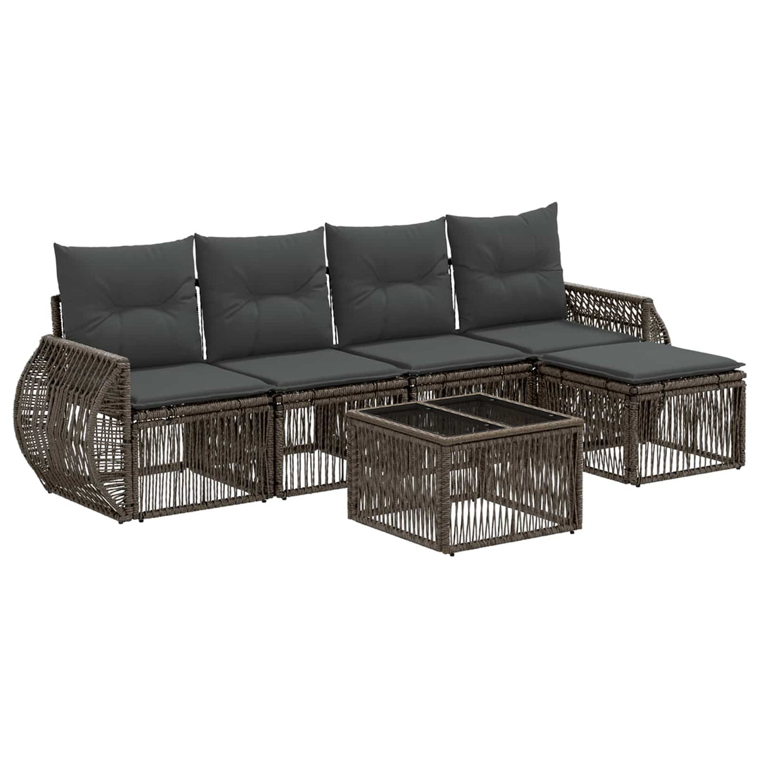 Havesofa Sæt 6 stk. Grå og Mørkegrå polyrattan