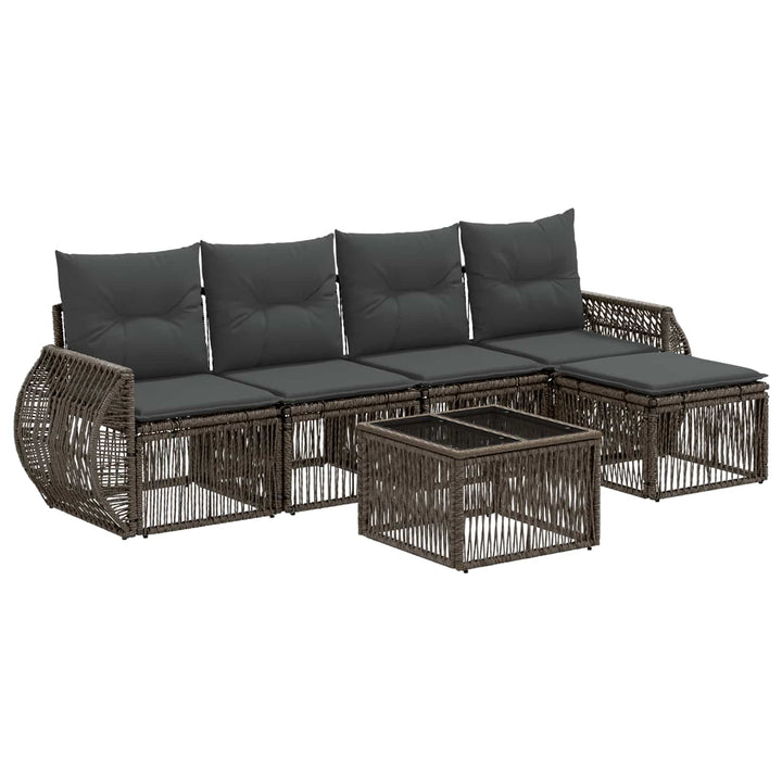 Havesofa Sæt 6 stk. Grå og Mørkegrå polyrattan