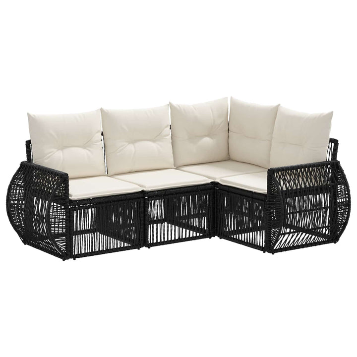 Havesofa Sæt 4 stk. Sort og Cremehvid polyrattan