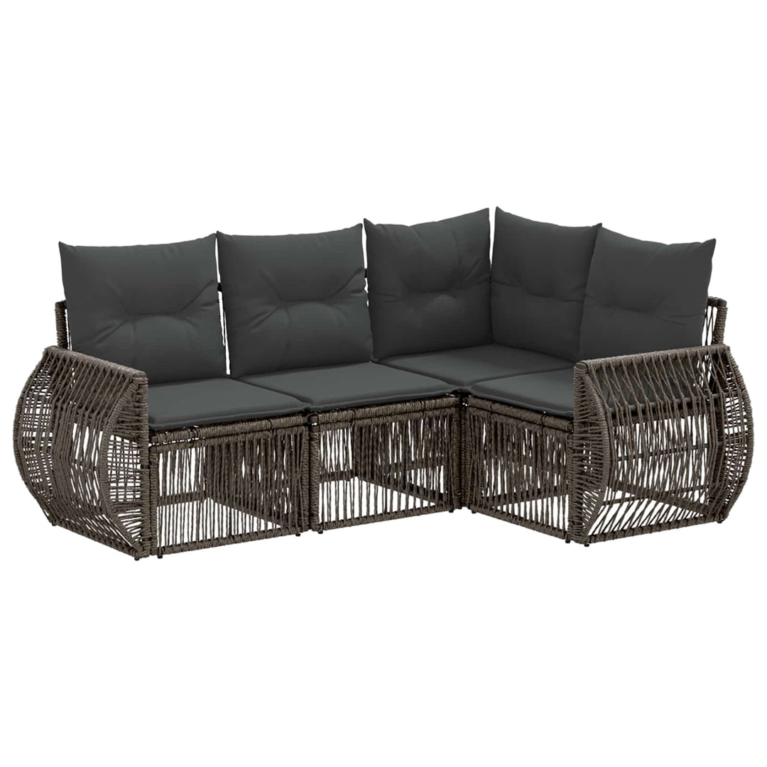 Havesofa Sæt 4 stk. Grå og Mørkegrå polyrattan