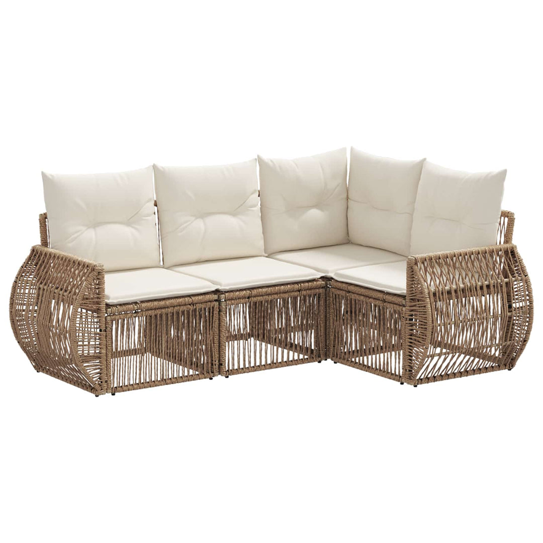 Havesofa Sæt 4 stk. Beige og cremehvid polyrattan