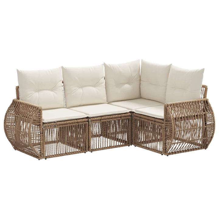 Havesofa Sæt 4 stk. Beige og cremehvid polyrattan