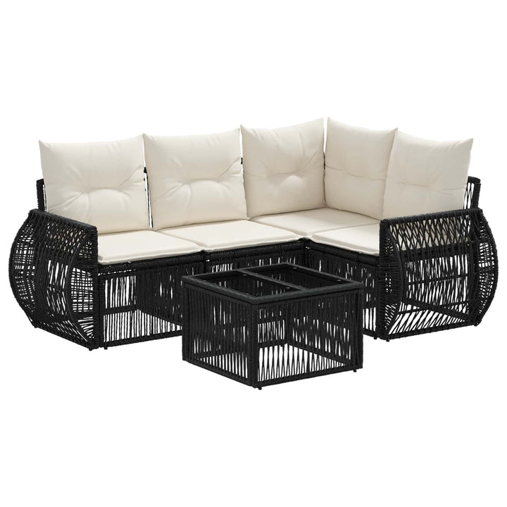 Havesofa Sæt 5 stk. Sort og Cremehvid polyrattan