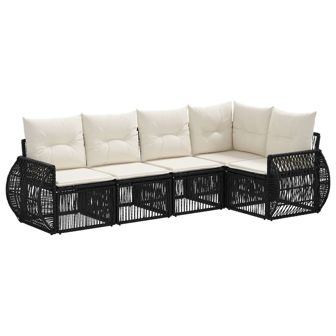 Havesofa Sæt 5 stk. Sort og Cremehvid polyrattan
