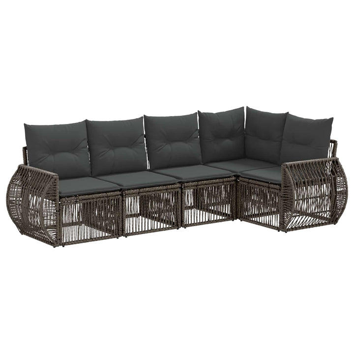Havesofa Sæt 5 stk. Grå og Mørkegrå polyrattan