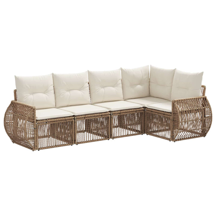 Havesofa Sæt 5 stk. Beige og cremehvid polyrattan