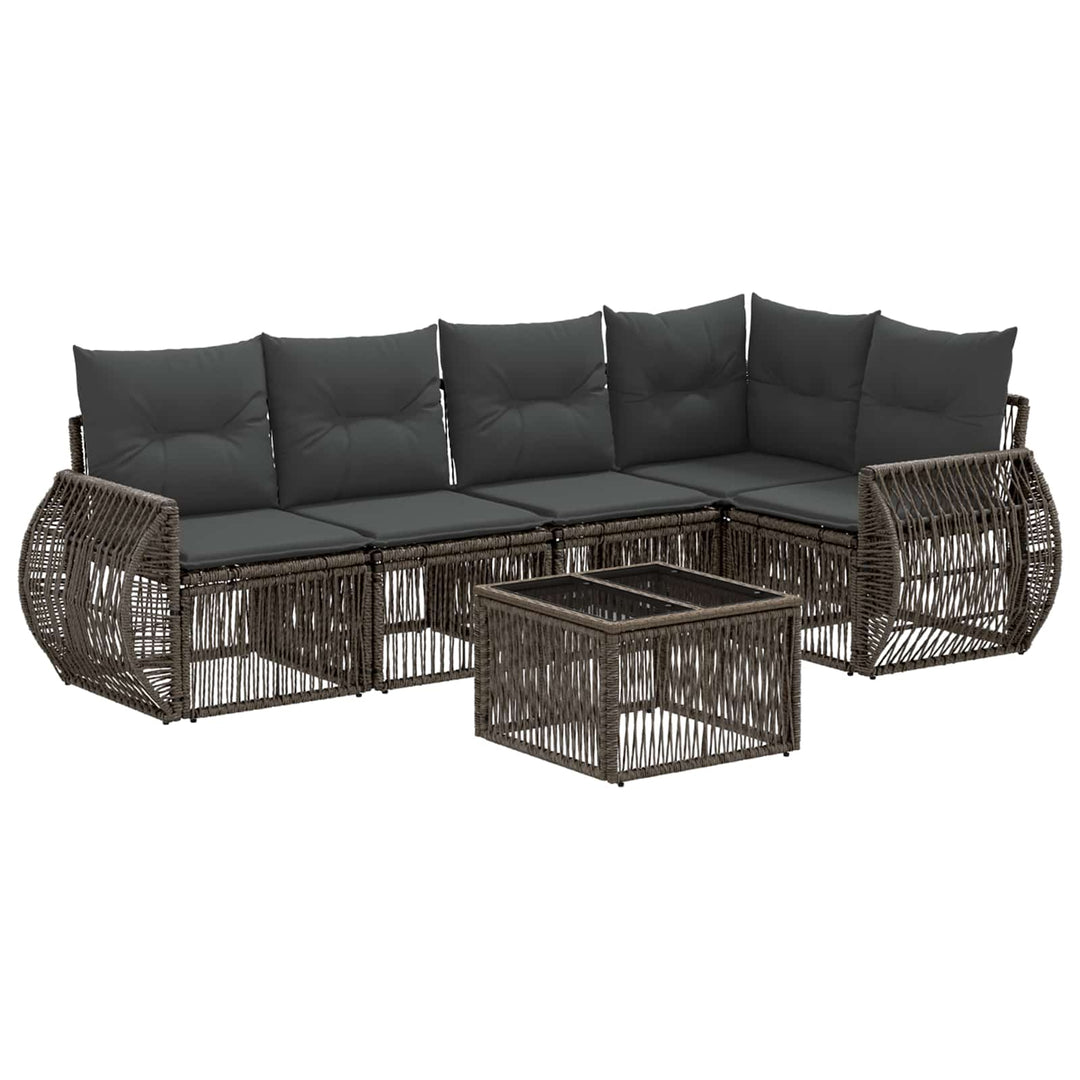 Havesofa Sæt 6 stk. Grå og Mørkegrå polyrattan