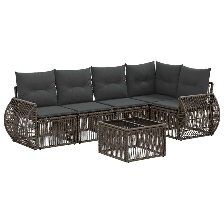 Havesofa Sæt 6 stk. Grå og Mørkegrå polyrattan