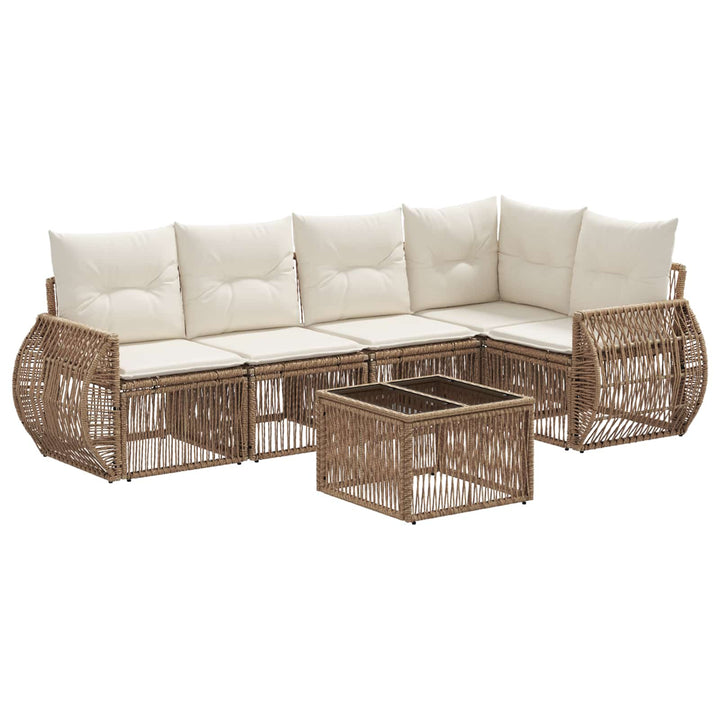 Havesofa Sæt 6 stk. Beige og cremehvid polyrattan