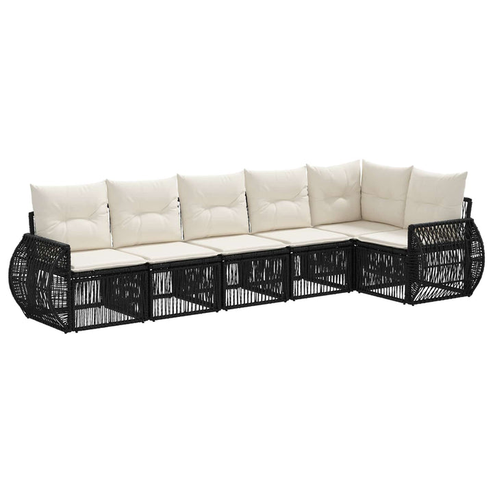 Havesofa Sæt 6 stk. Sort og Cremehvid polyrattan