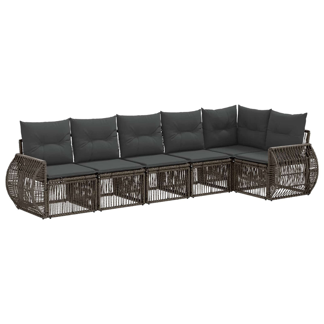 Havesofa Sæt 6 stk. Grå og Mørkegrå polyrattan