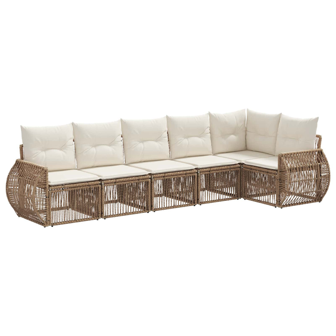 Havesofa Sæt 6 stk. Beige og cremehvid polyrattan
