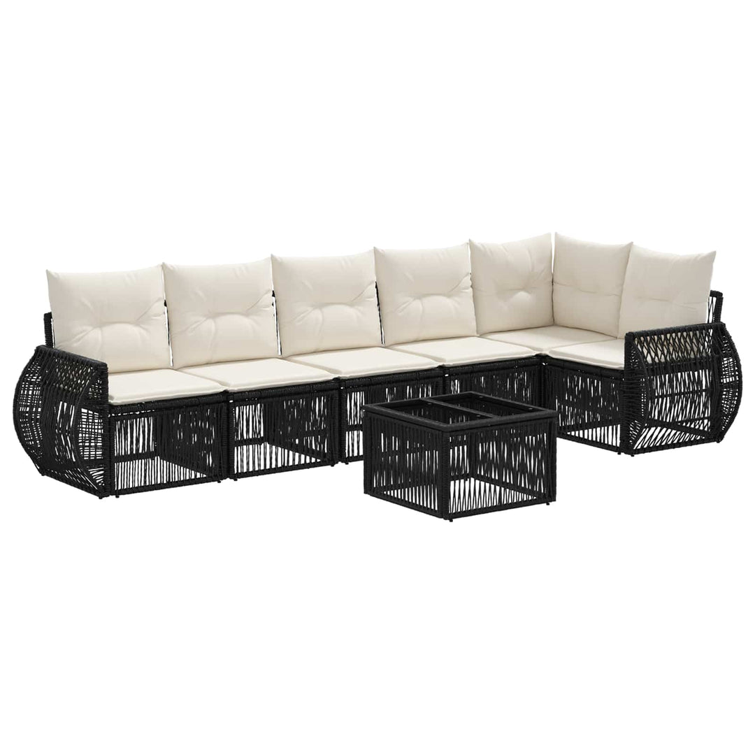 Havesofa Sæt 7 stk. Sort og Cremehvid polyrattan