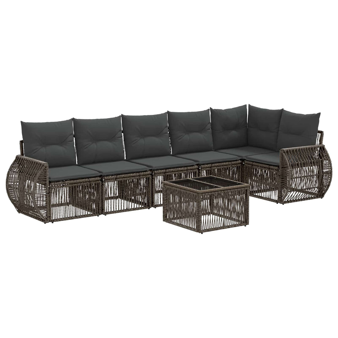 Havesofa Sæt 7 stk. Grå og Mørkegrå polyrattan