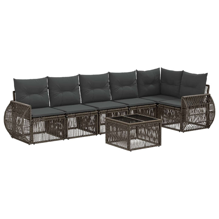 Havesofa Sæt 7 stk. Grå og Mørkegrå polyrattan