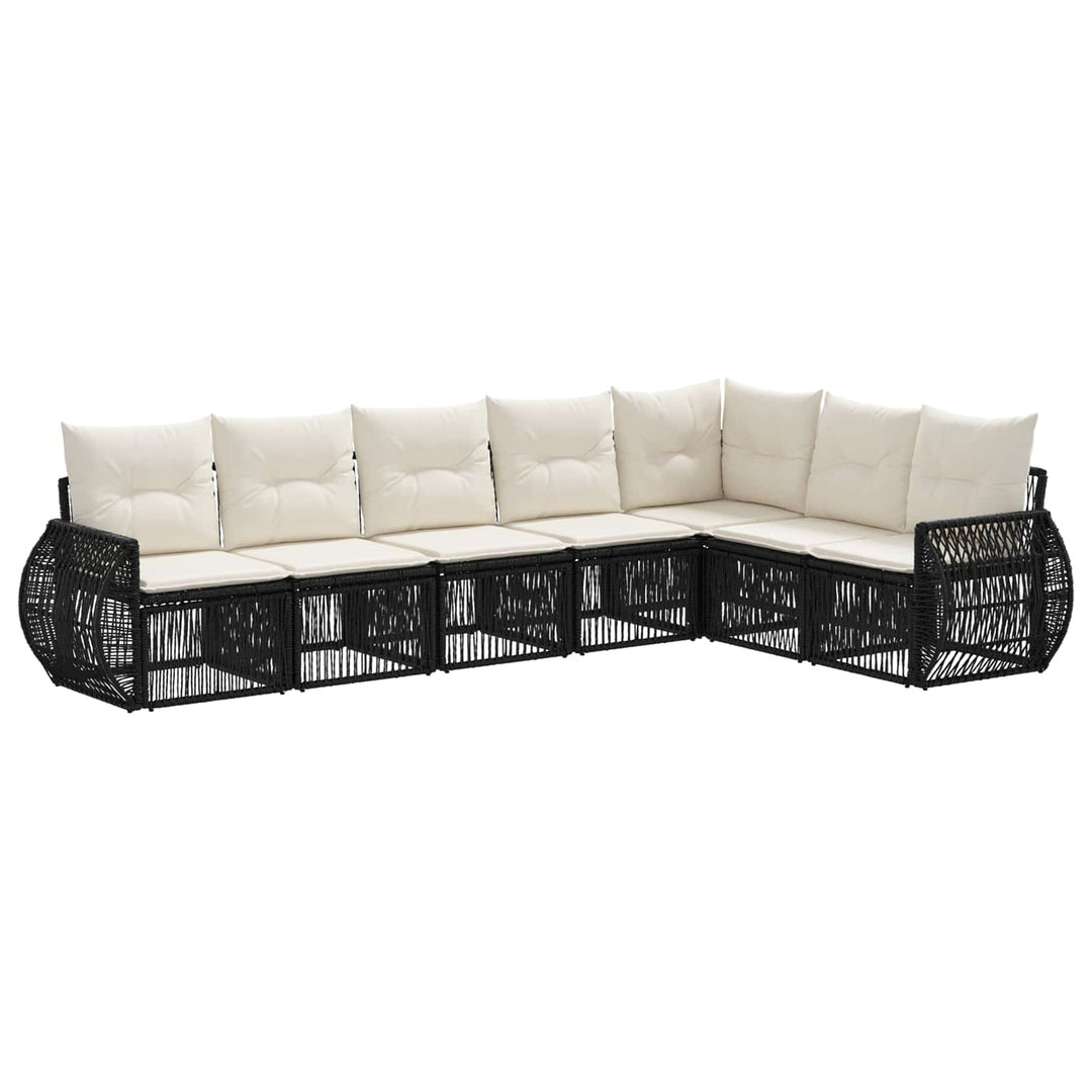 Havesofa Sæt 7 stk. Sort og Cremehvid polyrattan