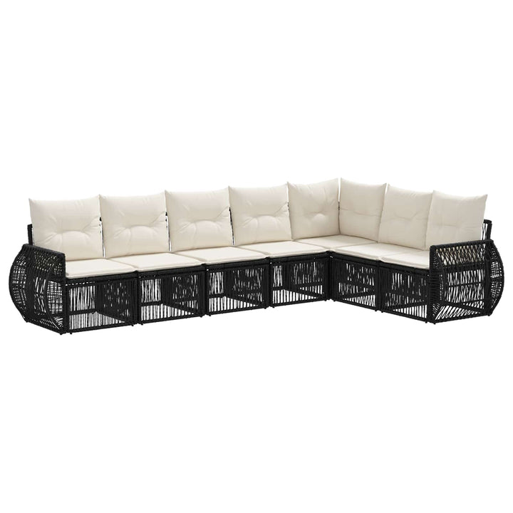 Havesofa Sæt 7 stk. Sort og Cremehvid polyrattan