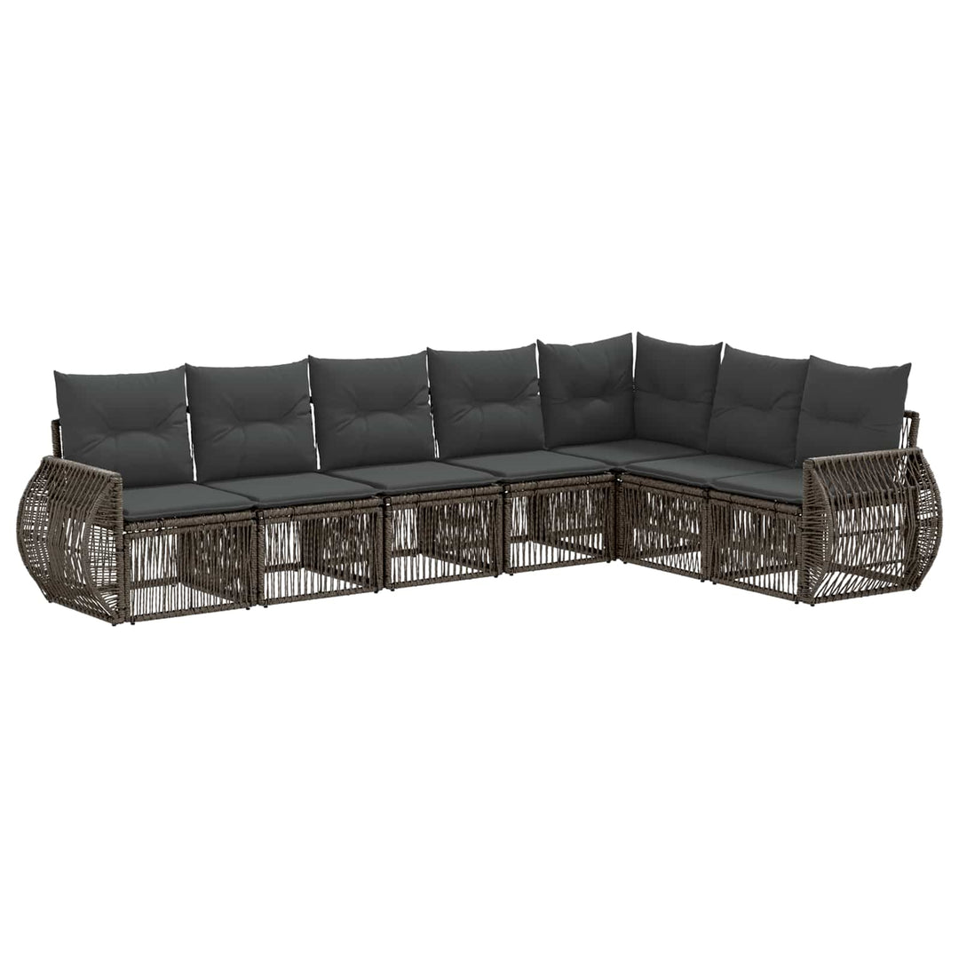 Havesofa Sæt 7 stk. Grå og Mørkegrå polyrattan