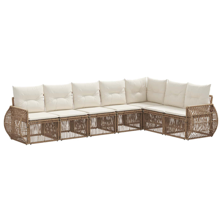 Havesofa Sæt 7 stk. Beige og cremehvid polyrattan