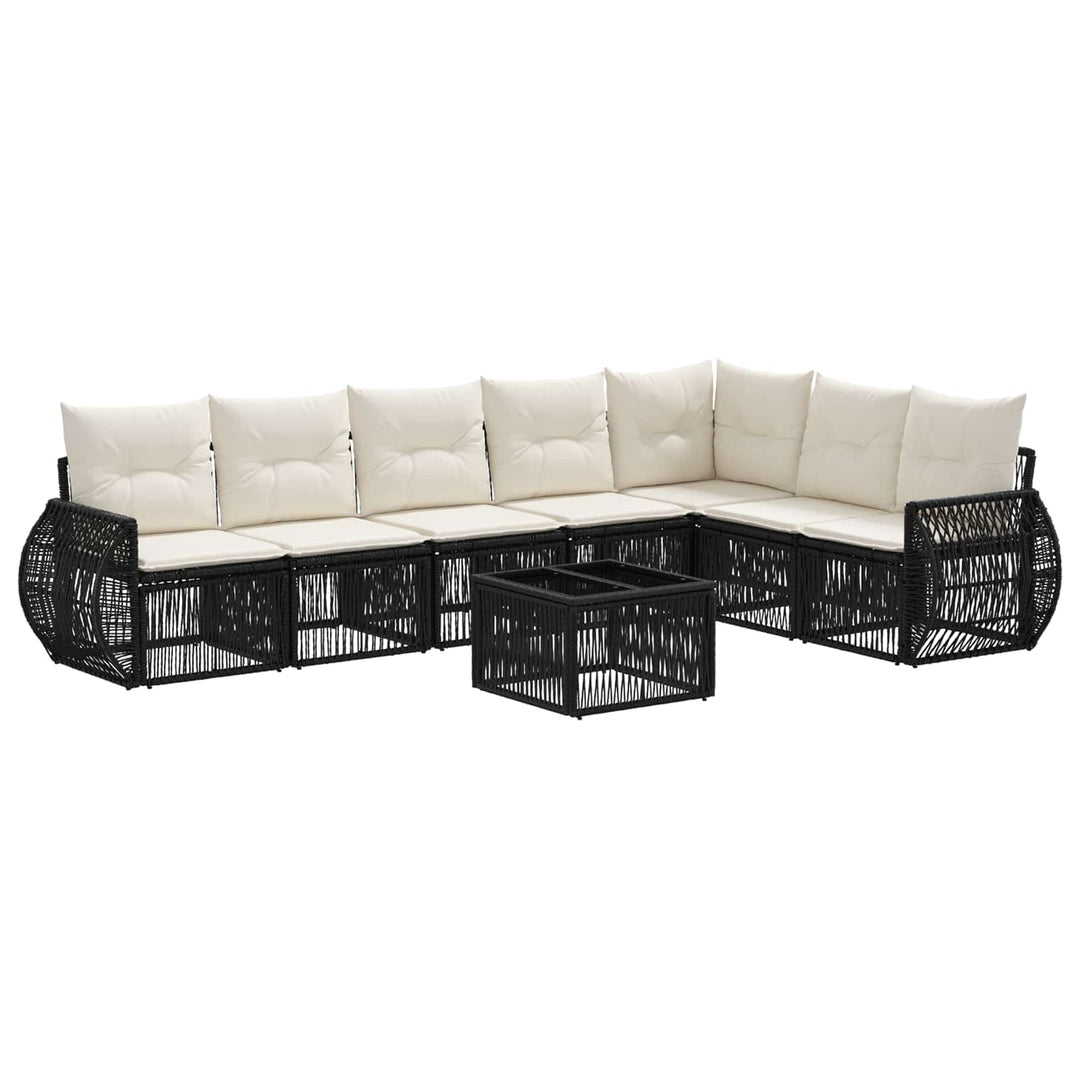 Havesofa Sæt 8 stk. Sort og Cremehvid polyrattan