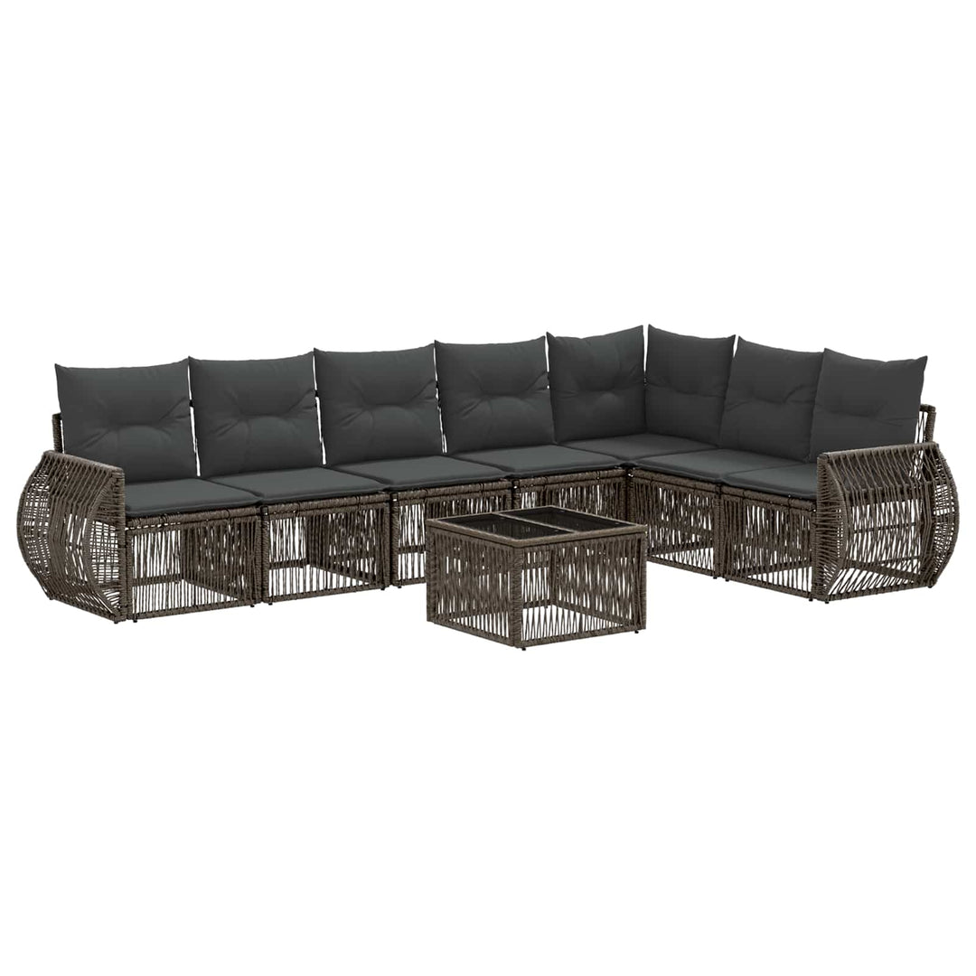 Havesofa Sæt 8 stk. Grå og Mørkegrå polyrattan