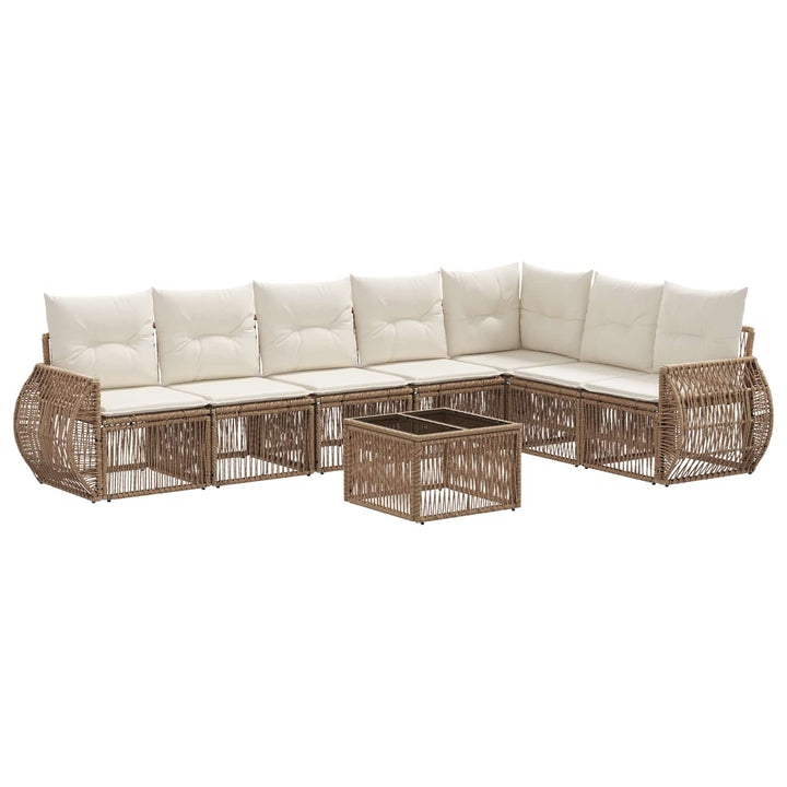 Havesofa Sæt 8 stk. Beige og cremehvid polyrattan