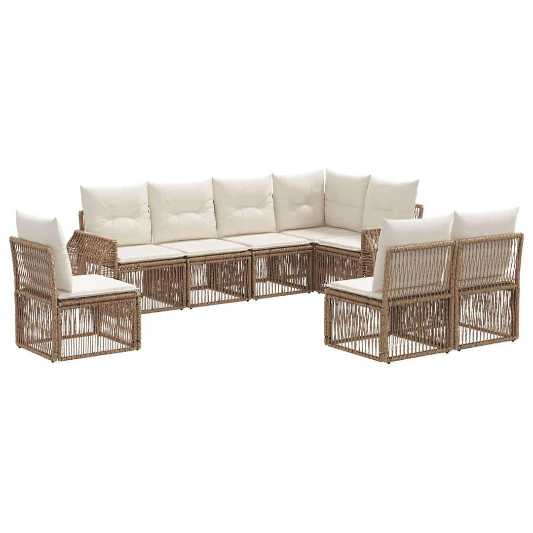 Havesofa Sæt 8 stk. Beige og cremehvid polyrattan