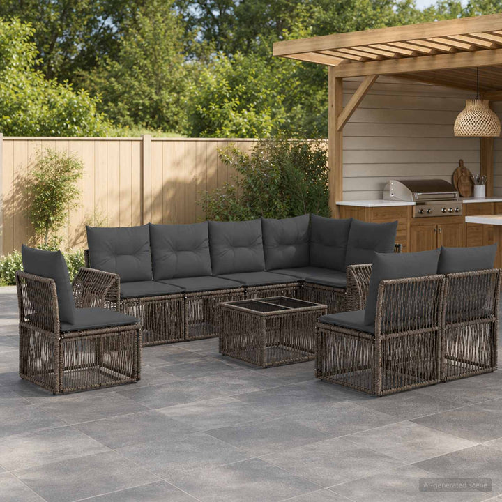 Havesofa Sæt 9 stk. Grå og Mørkegrå polyrattan