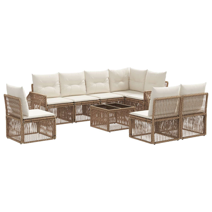 Havesofa Sæt 9 stk. Beige og cremehvid polyrattan