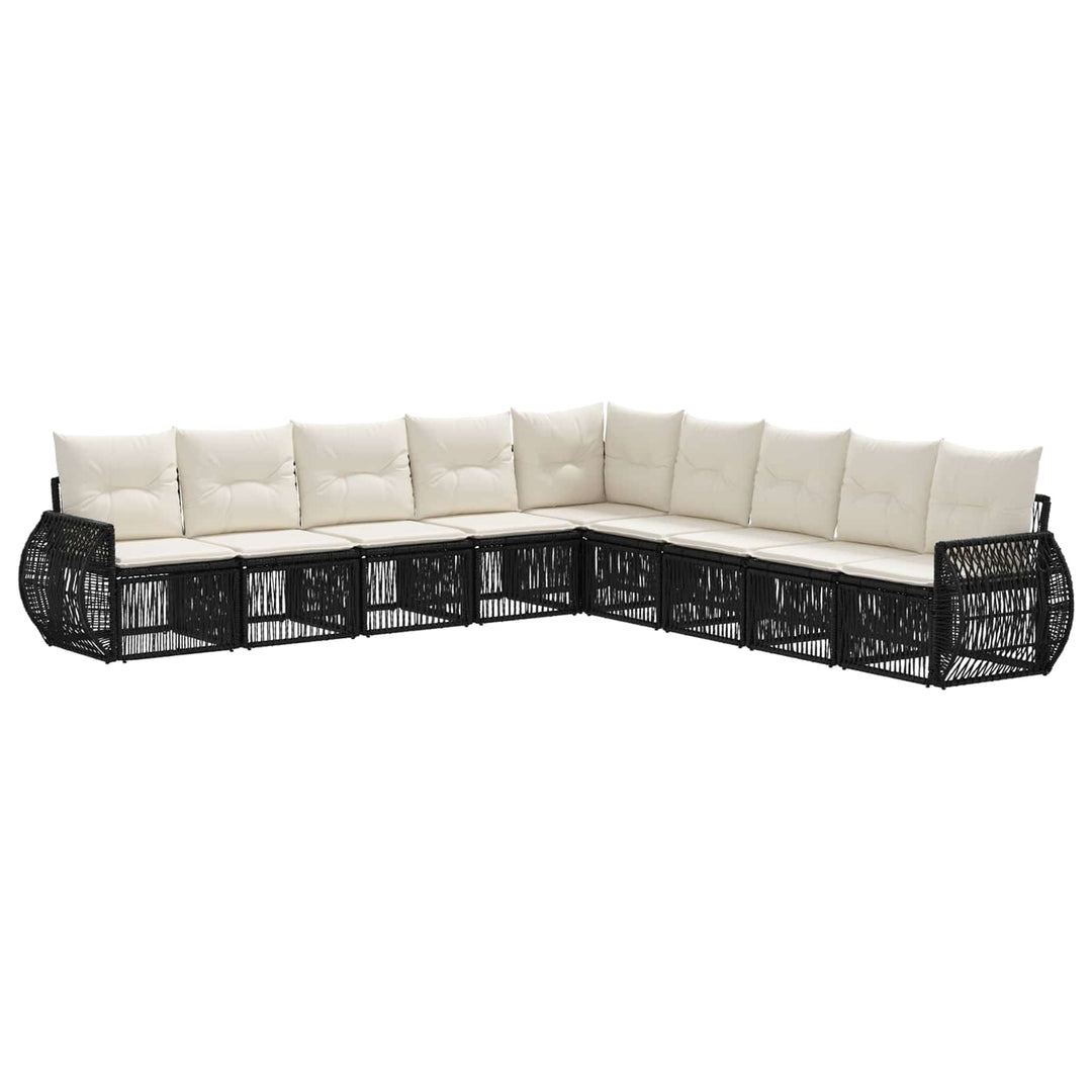 Havesofa Sæt 9 stk. Sort og Cremehvid polyrattan
