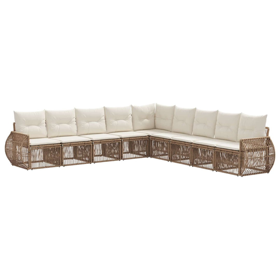Havesofa Sæt 9 stk. Beige og cremehvid polyrattan