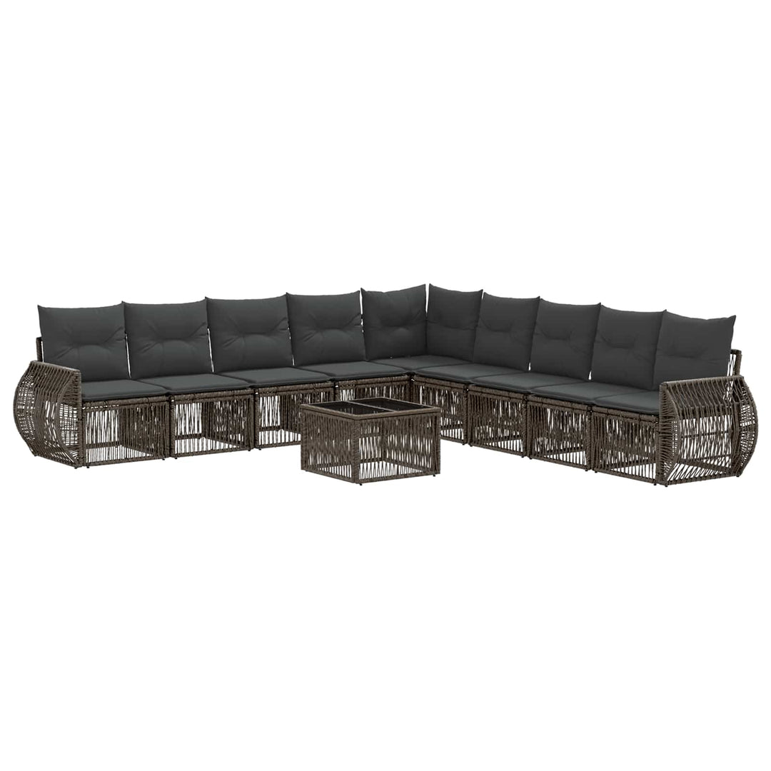 Havesofa Sæt 10 stk. Grå og Mørkegrå polyrattan