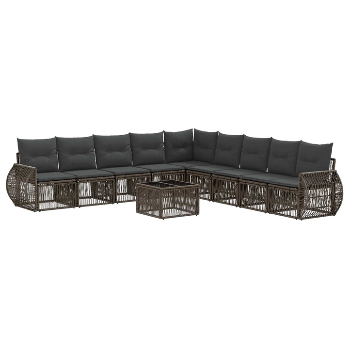 Havesofa Sæt 10 stk. Grå og Mørkegrå polyrattan