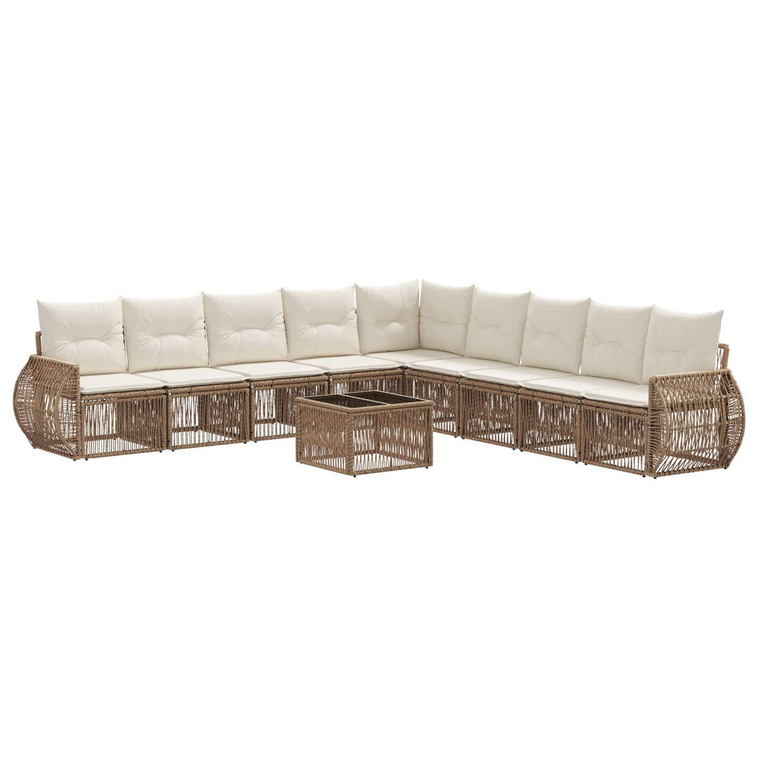 Havesofa Sæt 10 stk. Beige og cremehvid polyrattan
