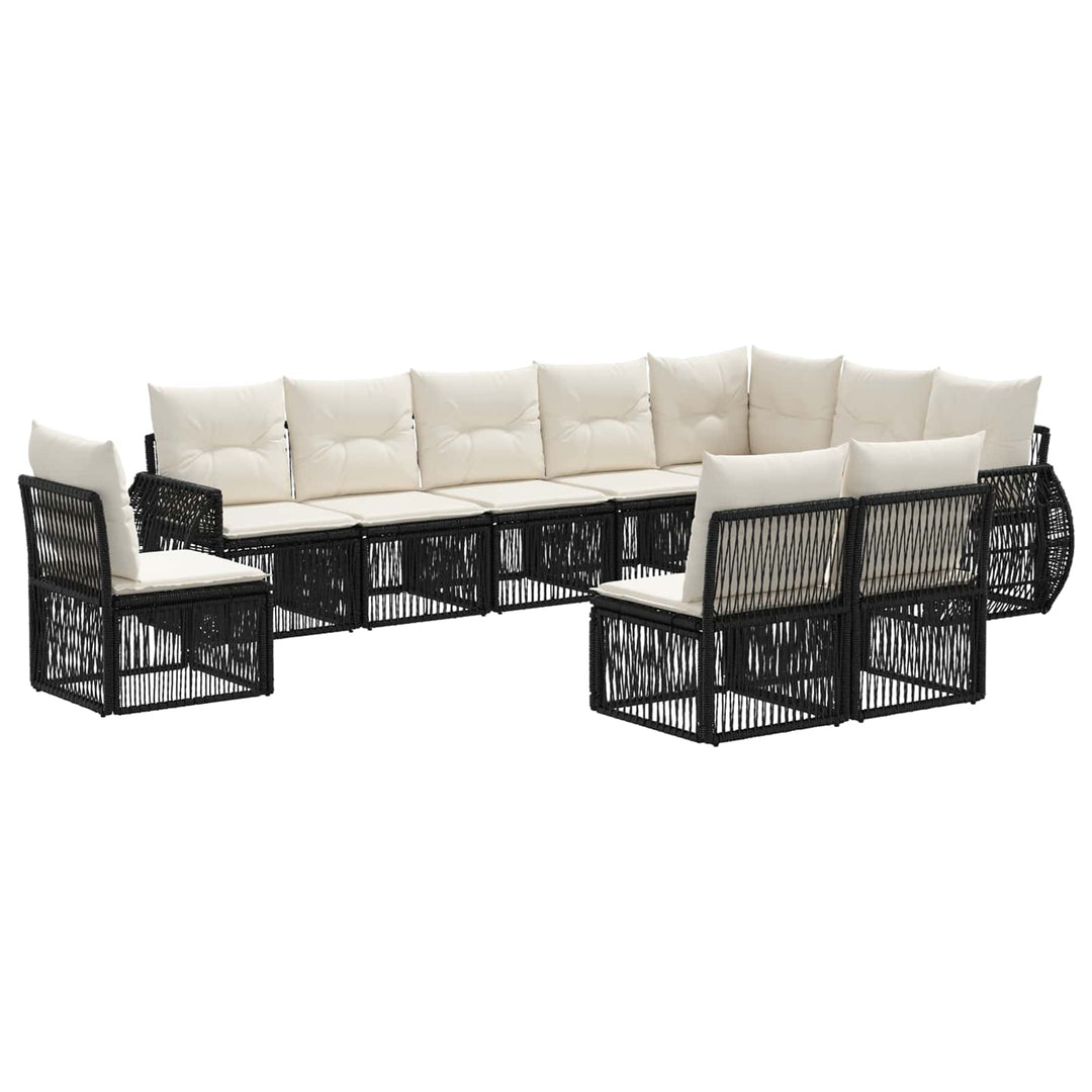 Havesofa Sæt 10 stk. Sort og Cremehvid polyrattan