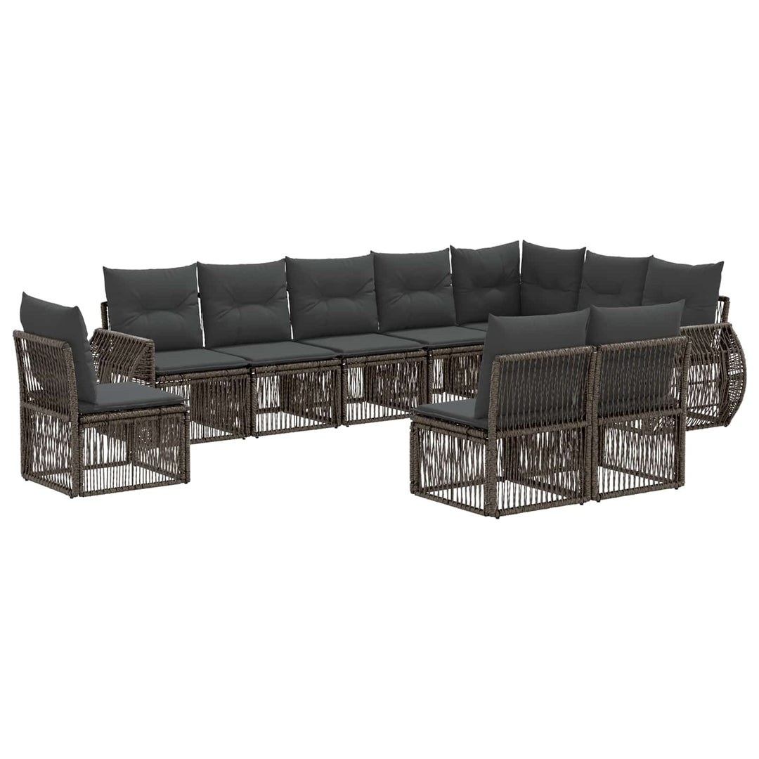 Havesofa Sæt 10 stk. Grå og Mørkegrå polyrattan