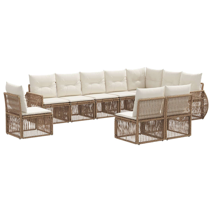 Havesofa Sæt 10 stk. Beige og cremehvid polyrattan