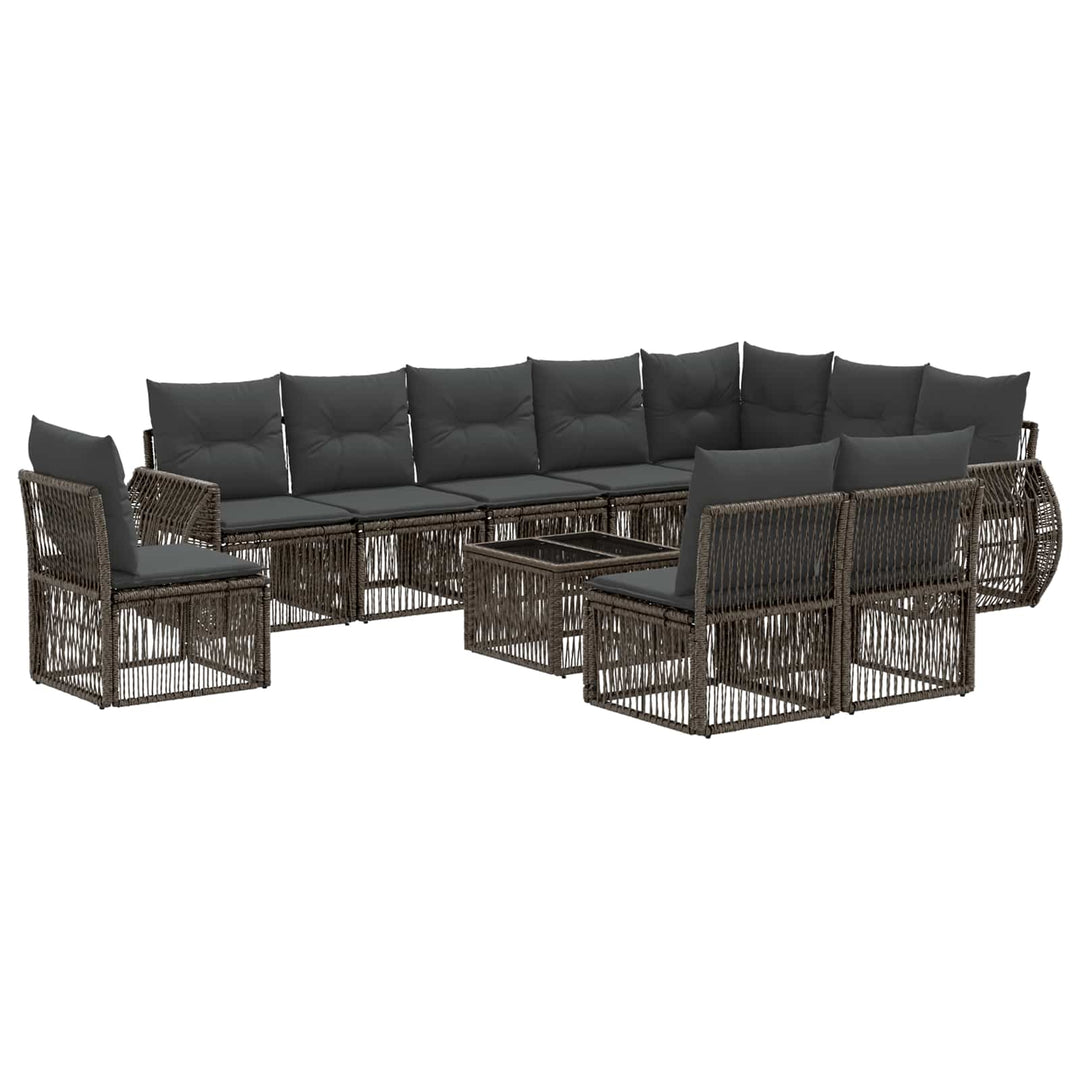 Havesofa Sæt 11 stk. Grå og Mørkegrå polyrattan