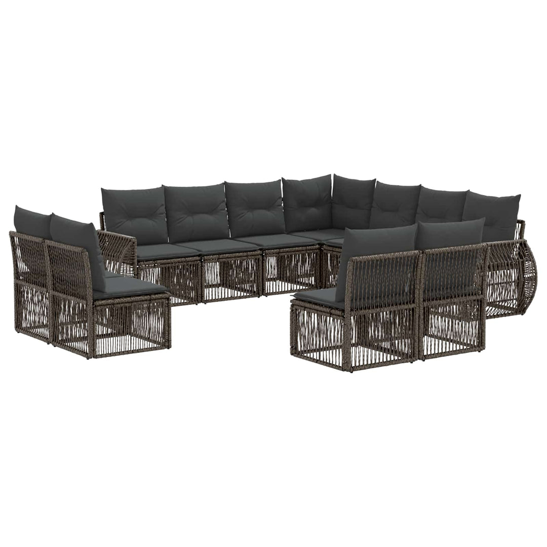 Havesofa Sæt 11 stk. Grå og Mørkegrå polyrattan