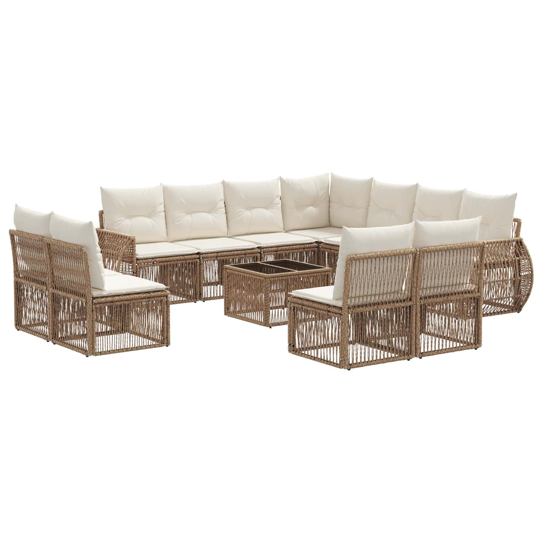 Havesofa Sæt 12 stk. Beige og cremehvid polyrattan